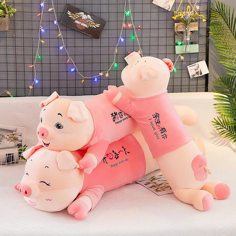 ふわふわ ピンク ぶたさん ロング 抱き枕 メッセージ入り