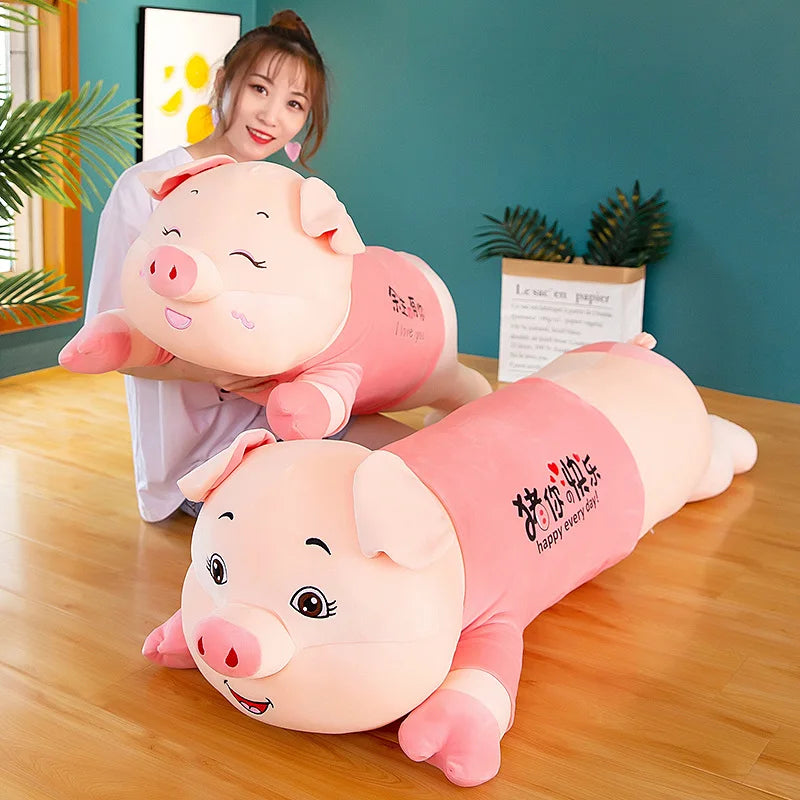 ふわふわ ピンク ぶたさん ロング 抱き枕 メッセージ入り