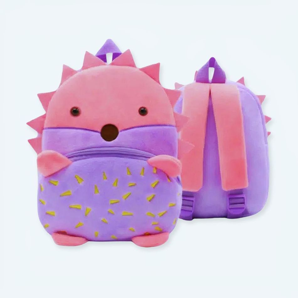 ハリネズミのぬいぐるみバックパック。柔らかくて子供に楽しい