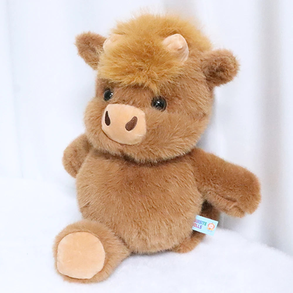Adorable Brown Highland Cattle Plush Toys Huggable Running Cow Stuffed Animal Made with Premium Soft Fabric Soothing Companion