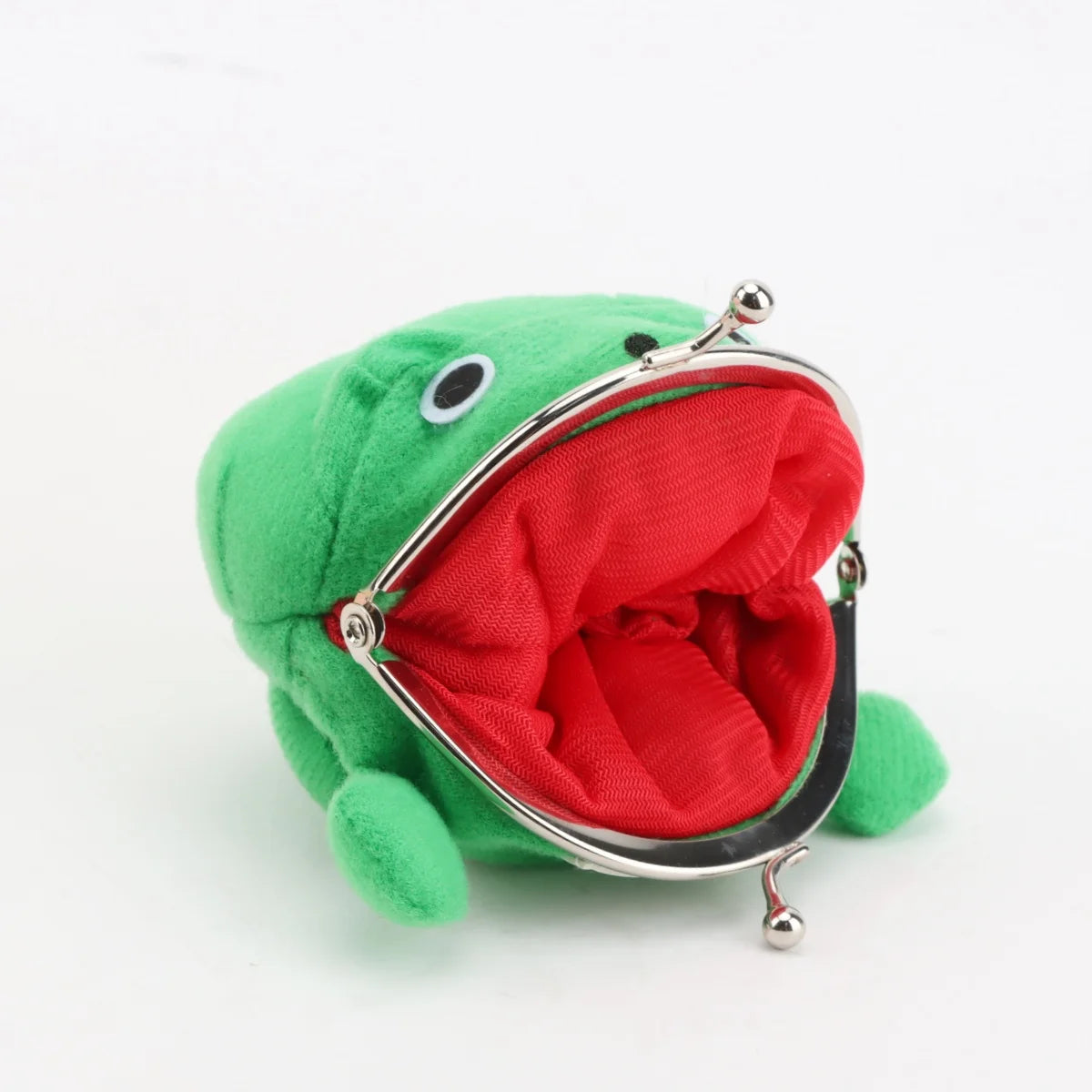 口が大きく開く 緑 カエル ぬいぐるみ がま口