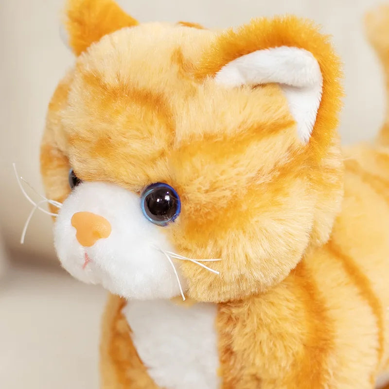 愛らしいふわふわ子猫 ぬいぐるみ 青い目の白猫