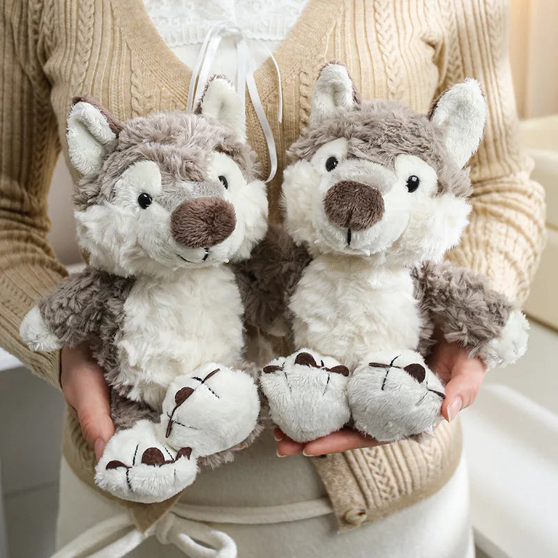 24cm Cute Fluffy Wolf Plush Toys Soft Cartoon Grey Wolf Soft Stuffed Animals Doll Kids Birthday Gift Accompany the Sleeping Doll