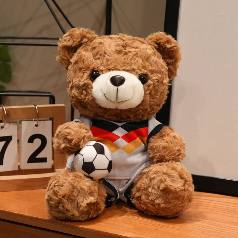 クリーム色のサッカー ドイツ代表 ユニフォーム テディベア ボール付き
