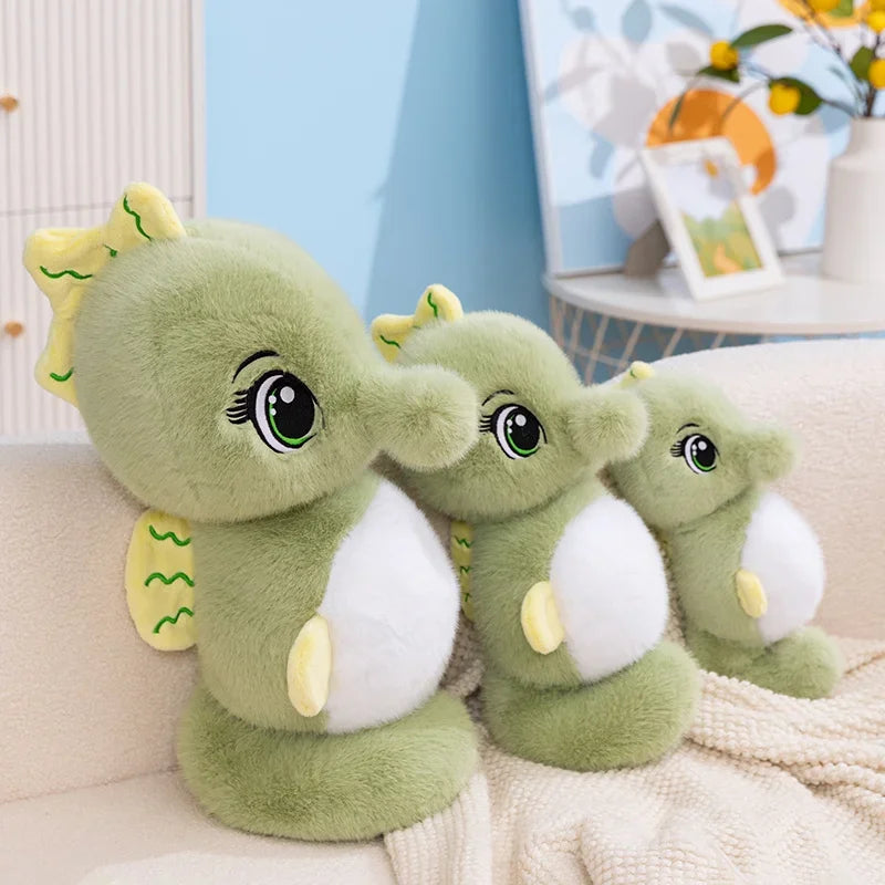 ふわふわの かわいい タツノオトシゴ ぬいぐるみ グリーンとピンク ペア