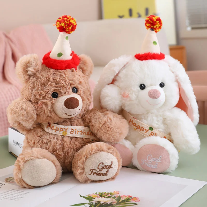 28cm Cute Teddy Bear Plush Toys Stuffed Animal Rabbit and Dog Kids Birthday Gift Pillow Rabbit Home Living Room Graduation Gifts