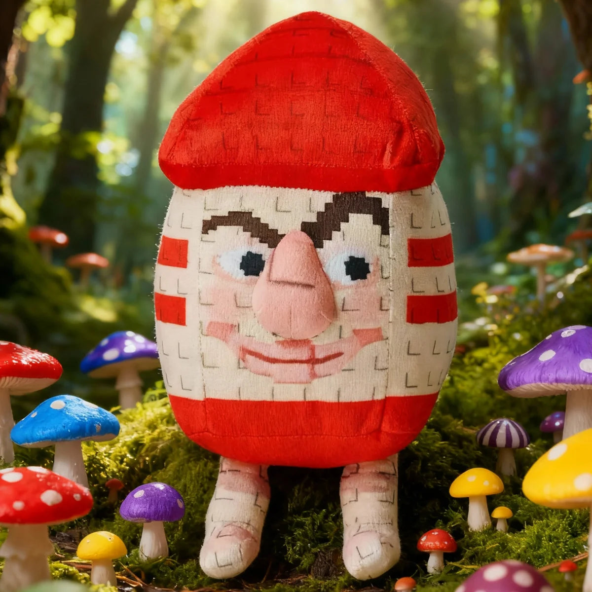 赤いキノコ屋根の顔付きハウスぬいぐるみ ミニキャラセット