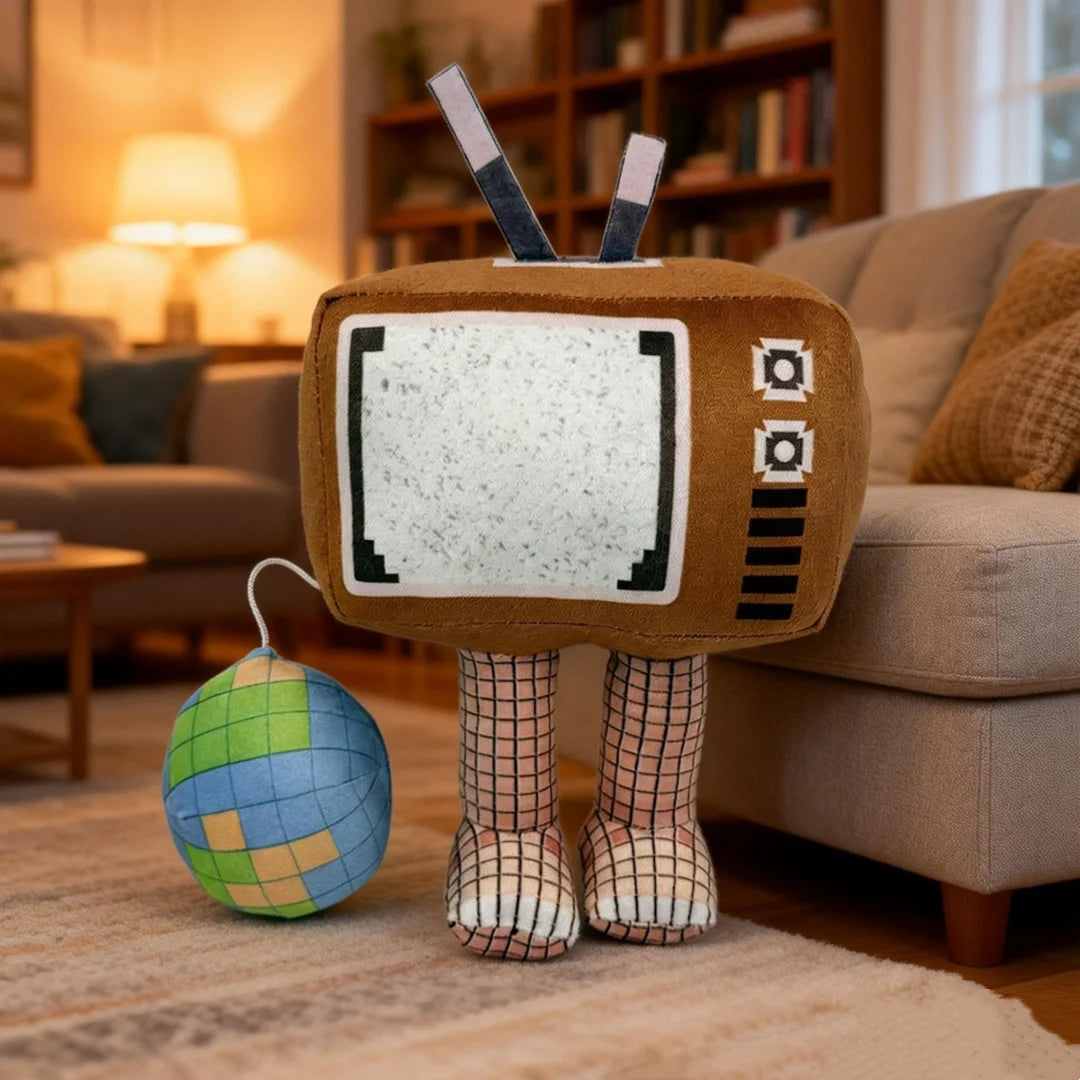 レトロ 砂嵐画面 テレビぬいぐるみ 地球儀付き
