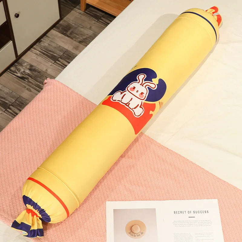 かわいい うさぎ柄 パステルカラー 円筒形 ロングクッション