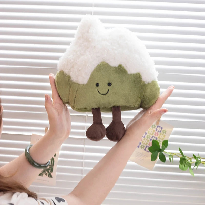緑と白のスマイル雪山おにぎりぬいぐるみ ぶらぶら足