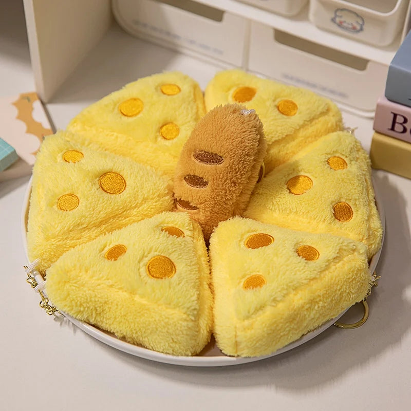 フードモチーフ 黄色いチーズとバゲット ぬいぐるみキーホルダー