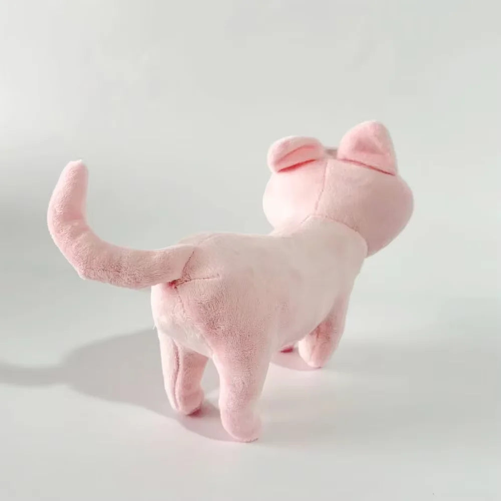 ピンクの困り顔 猫型 ぬいぐるみ