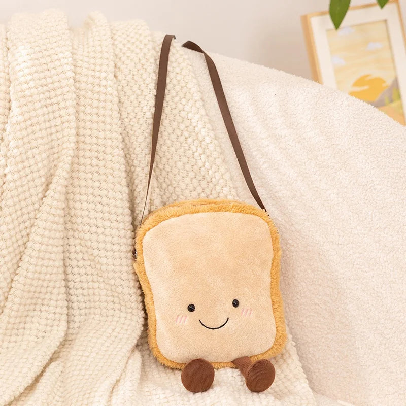 かわいい 食パン型 ぬいぐるみ ミニ ショルダーバッグ