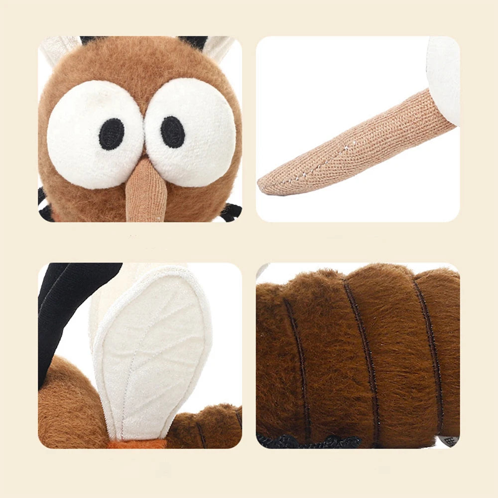 25cm Cute Summer Mosquito Plush Toys Cute Stuffed Bug with Angry Face Fluffy Mosquito Dolls Room Decor Children Birthday Gifts