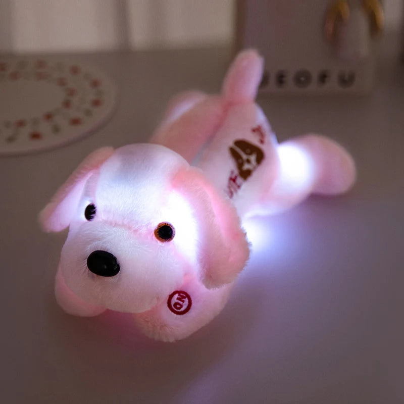 Luminous Dog Plush Toy Cute Cartoon Stuffed Soft Lying Animal Doll Anti Stress Home Decor Toys Gift Birthday Party Toys Kids
