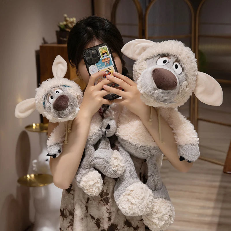 もこもこパーカーの動物ぬいぐるみ グレー＆ベージュ 2体セット