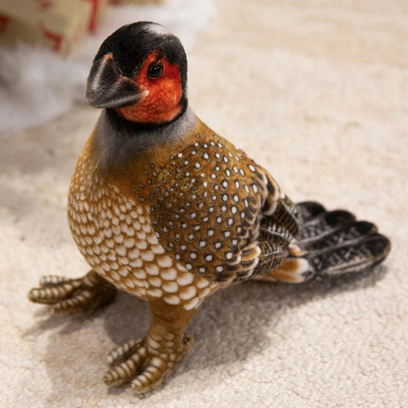 リアルなカラフル斑点模様 ゴジュケイ鳥のぬいぐるみ