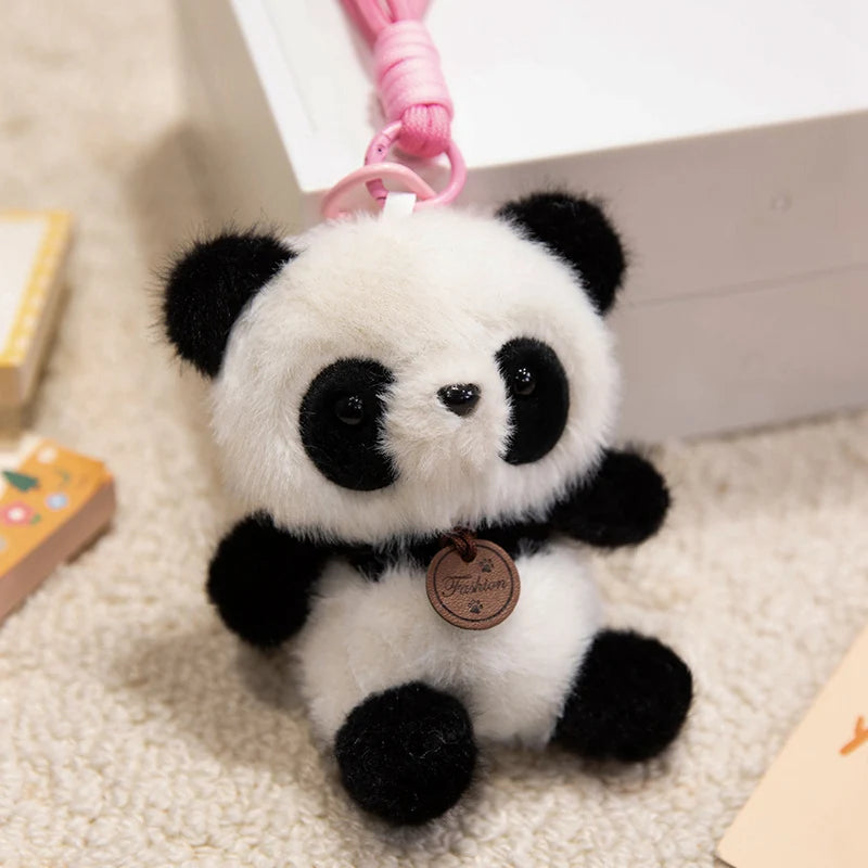 ふわふわ動物のタグ付きぬいぐるみキーホルダー