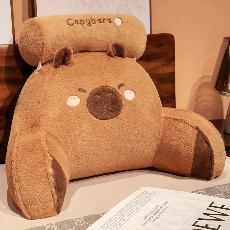 Lovely Capybara Plush Pillow Cartoon Soft Stuffed Cozy Capybara Lumbar Support Chair Seat Cushion Backrest Cushion Sofa Decor