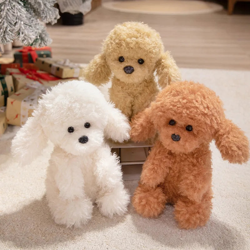 New 32CM Cute lifelikeTeddy Dog Plush Toy Curly Dog Doll Kawaii Simulation Dog To Send Christmas Birthday Gift
