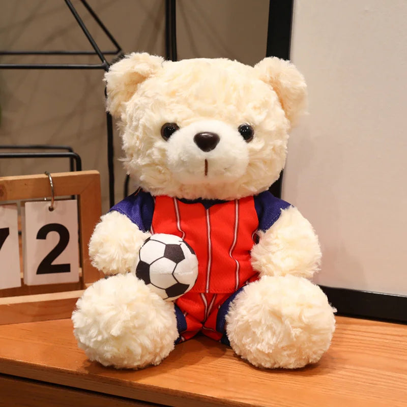 クリーム色のサッカー ドイツ代表 ユニフォーム テディベア ボール付き