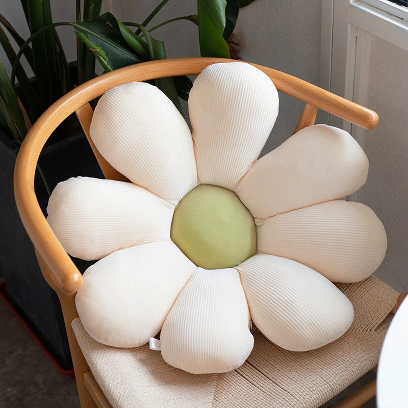 40-80cm Daisy Plush Plant Pillow Lifelike Sunflower Seat Cushion Yellow Pink Beige Chair Flower Pillow