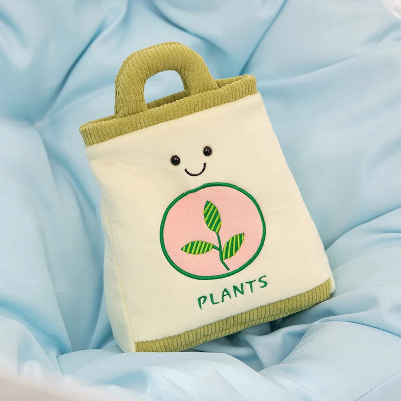 コーデュロイの笑顔ガーデニングぬいぐるみ 植物バッグとじょうろ
