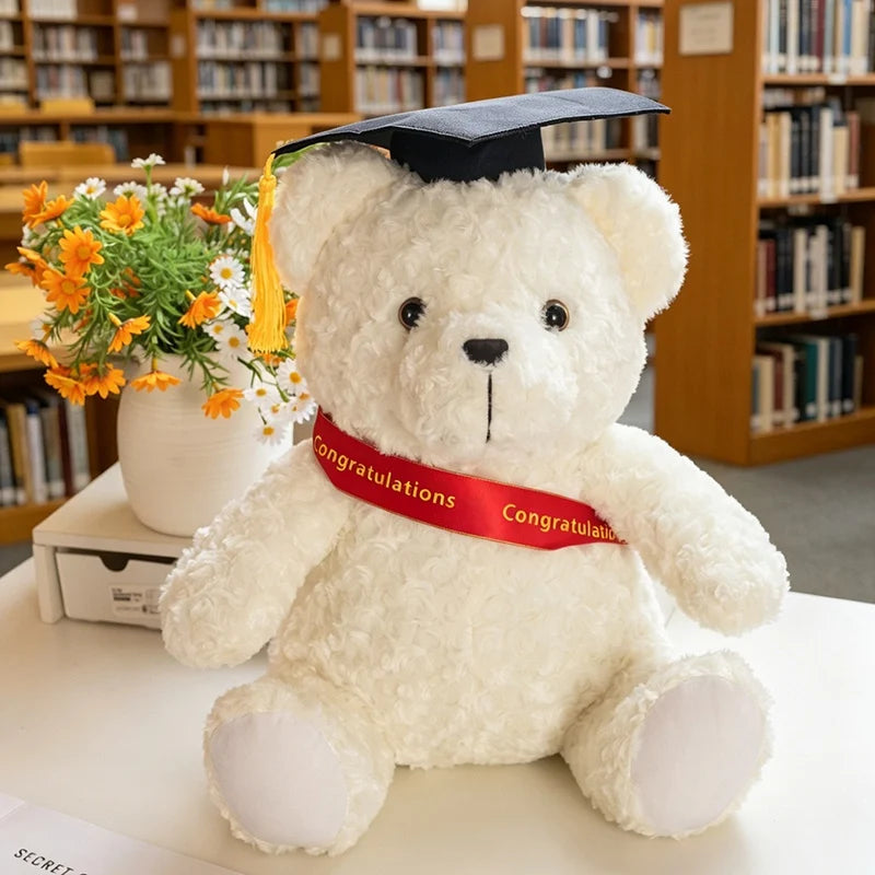 卒業記念テディベア ぬいぐるみ 角帽ガウン 茶白2体セット