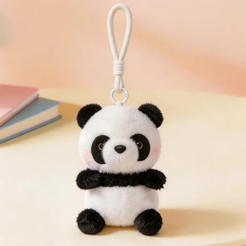 ふわふわの白い子犬ぬいぐるみキーホルダー