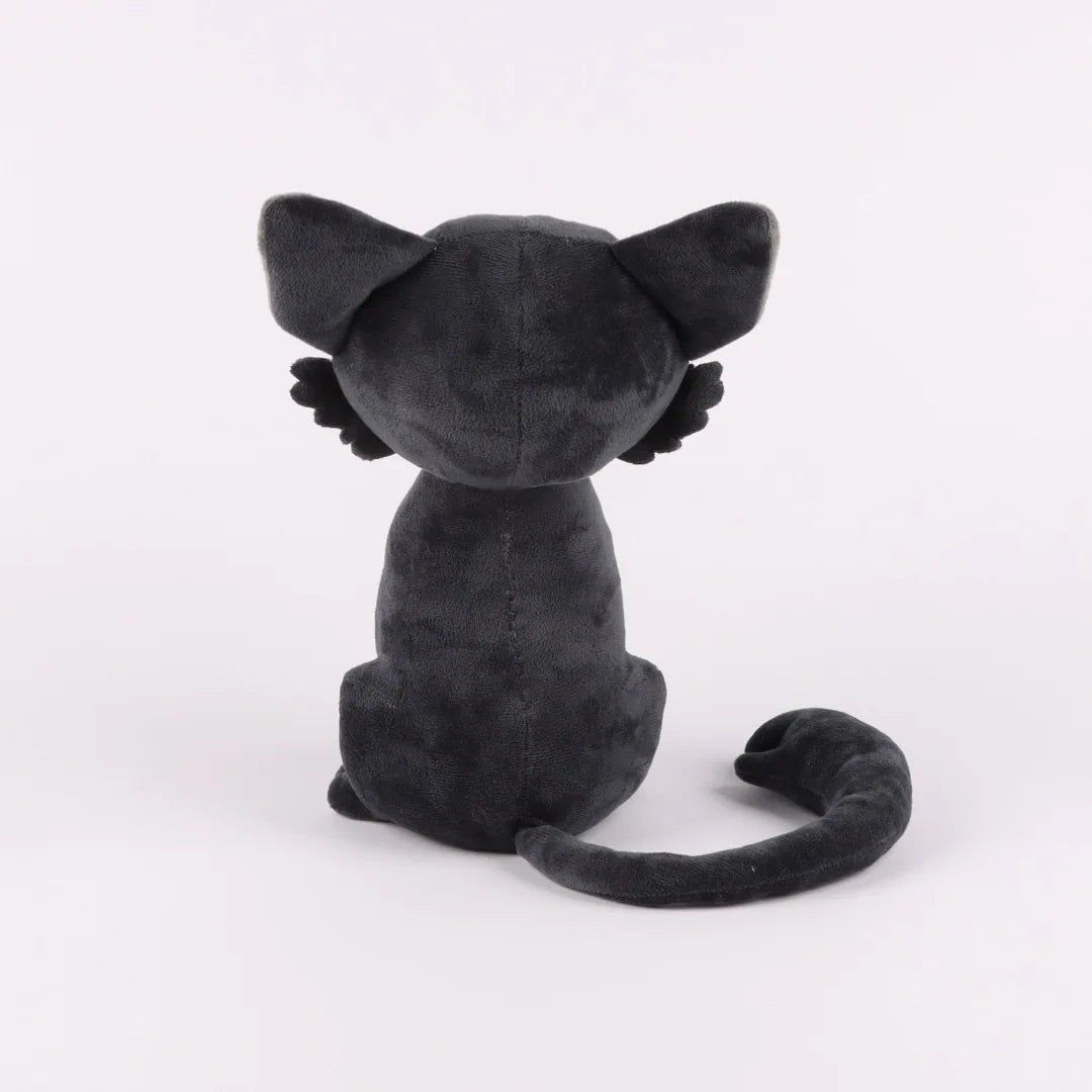 幻想的な緑の瞳の黒猫ぬいぐるみ