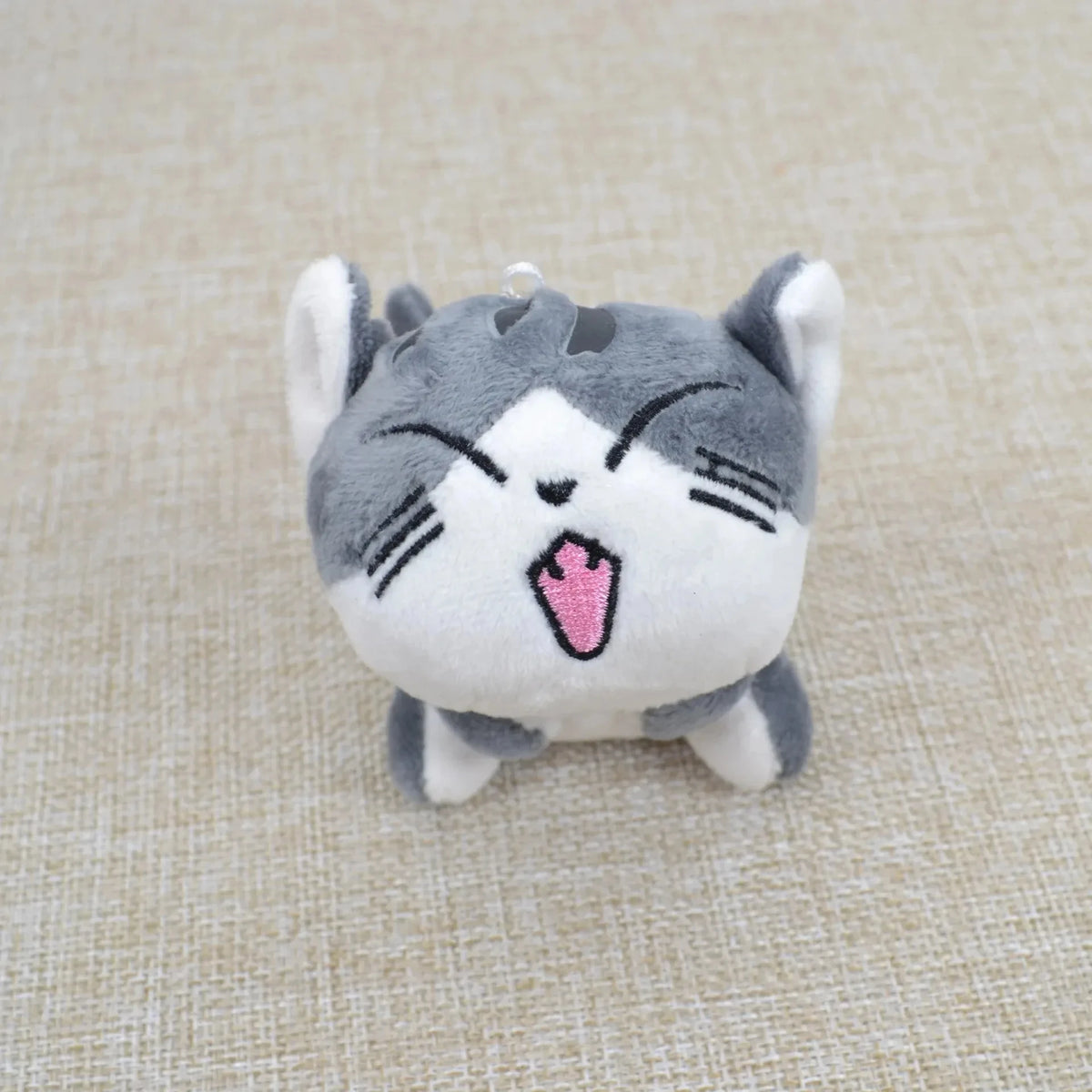 Kawaii Cat Plush Stuffed Kitten Key Chain Plush Toys Grey Sitting  Pendant Soft Doll Plushies Flower Cat Doll Gift Kids Birthday