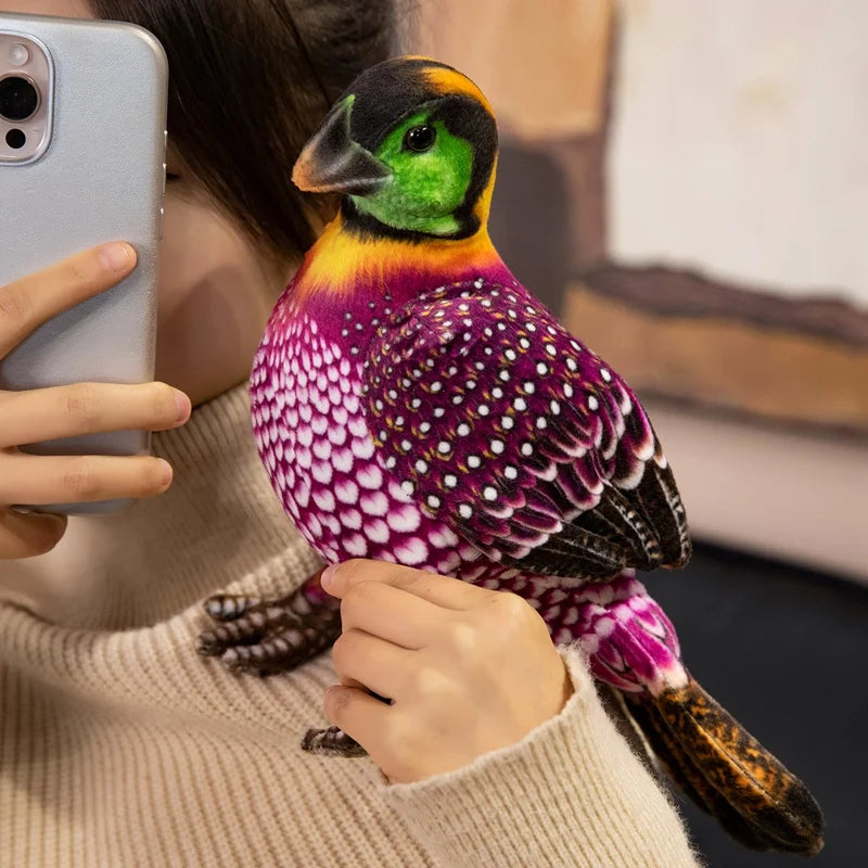 リアルなカラフル斑点模様 ゴジュケイ鳥のぬいぐるみ