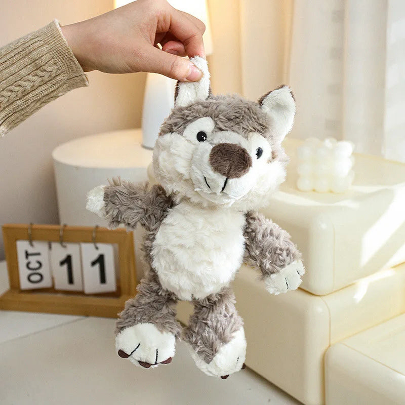 24cm Cute Fluffy Wolf Plush Toys Soft Cartoon Grey Wolf Soft Stuffed Animals Doll Kids Birthday Gift Accompany the Sleeping Doll