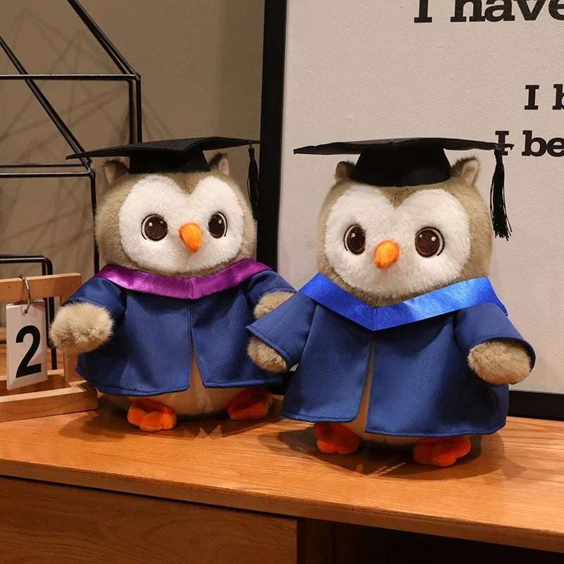 Cute Graduation Owl Plush Toy Stuffed Animal Soft Owl Doll with Cap Gown Plushie Gift for Kids Students Birthday Gift Decor