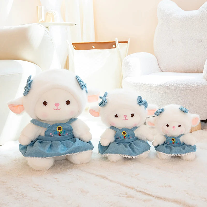 Super Cute A Pair Lovers Sheep Plush Dolls Kawaii Rabbit Alpaca Toys Stuffed Soft Animal Pillow Birthday Wedding Party Throw Toy