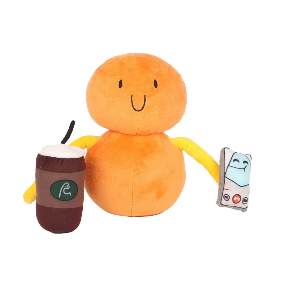ノムノム オレンジ ぬいぐるみ コーヒーカップとスマホ付き