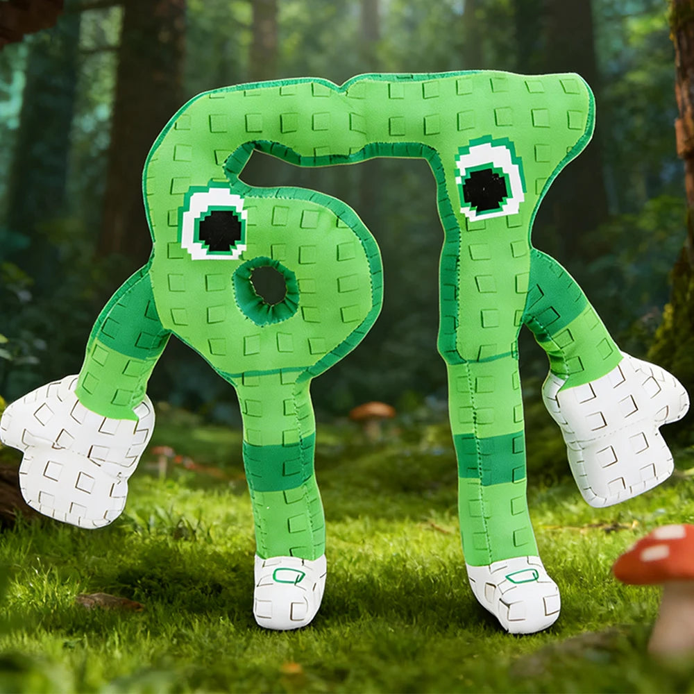 ピクセル風 グリーン 数字の6と7 キャラクター ぬいぐるみ