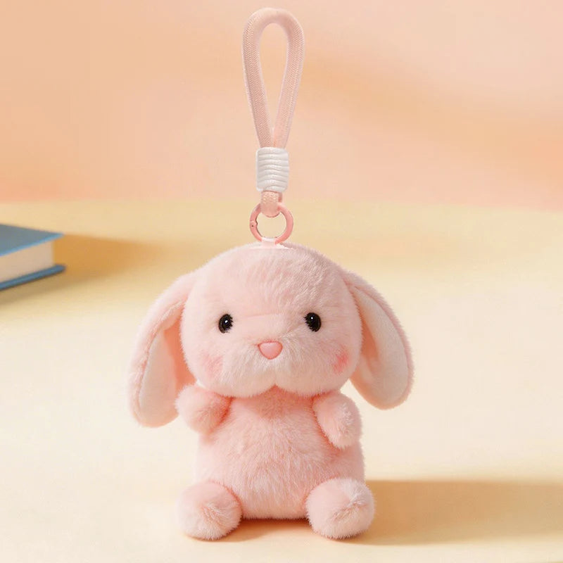 ふわふわの白い子犬ぬいぐるみキーホルダー