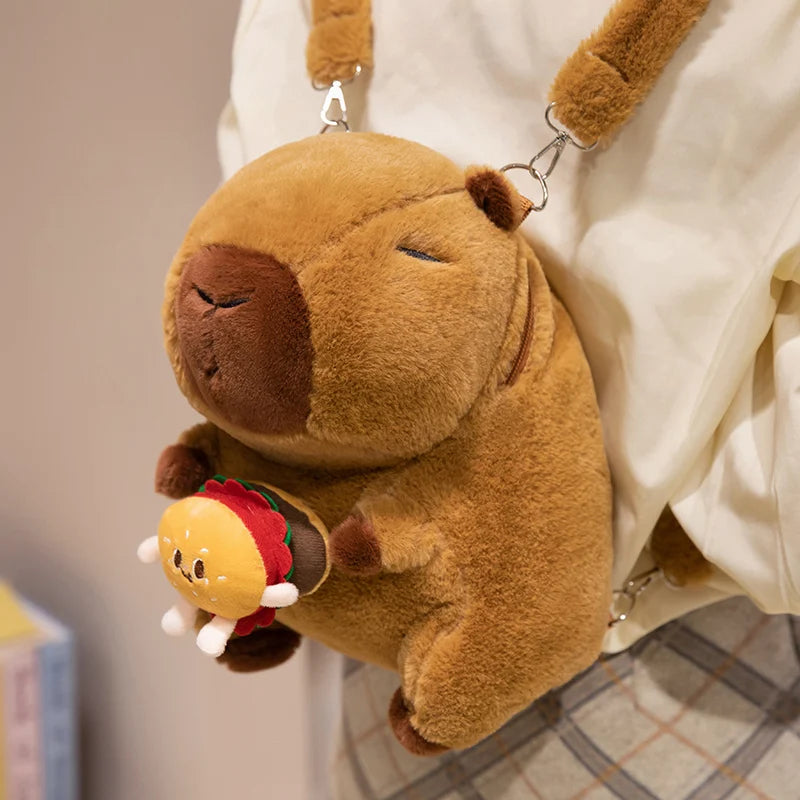 カピバラ ぬいぐるみ ふわふわ ショルダーバッグ みかん付き
