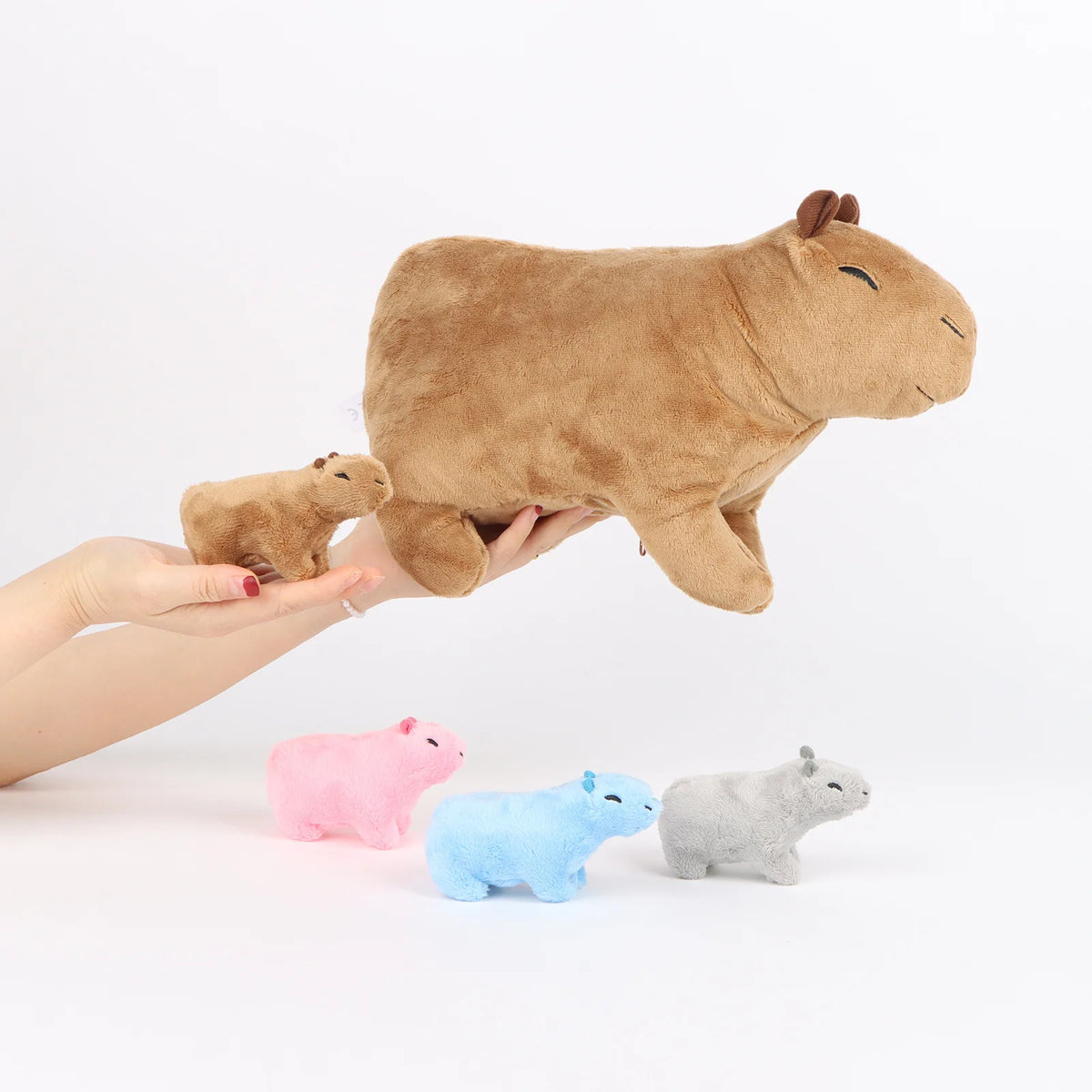 カピバラ 親子 ぬいぐるみ 5匹セット カラフルな赤ちゃん付き