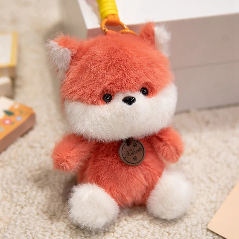 Cute Sitting Animals Red Panda Fox Sloth Cat Plush Pendant Soft Rabbit Doll Stuffed Capybara Pig Keychain Baby Toy Gift for Kids