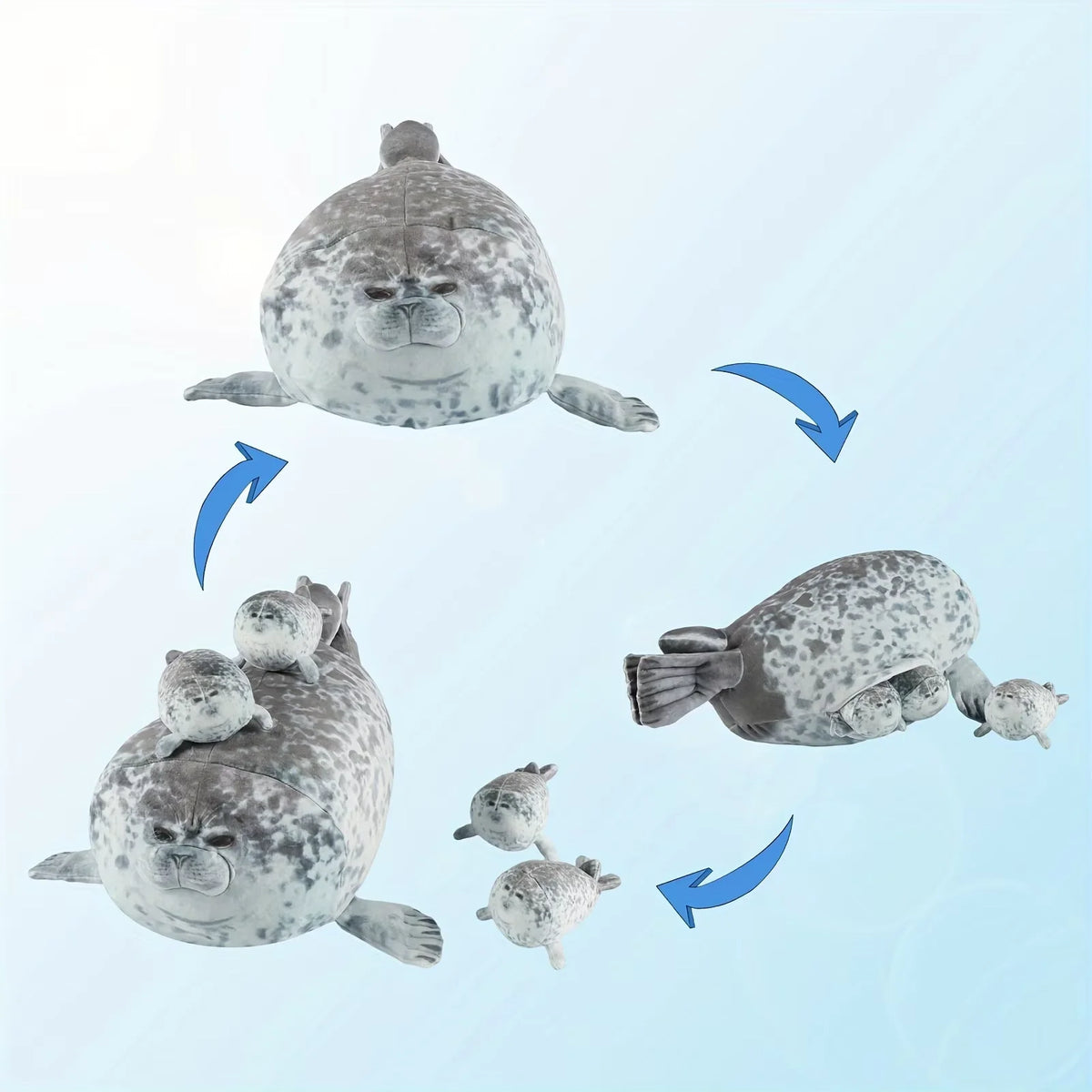 ふわふわ ゴマフアザラシ 親子 収納ぬいぐるみ