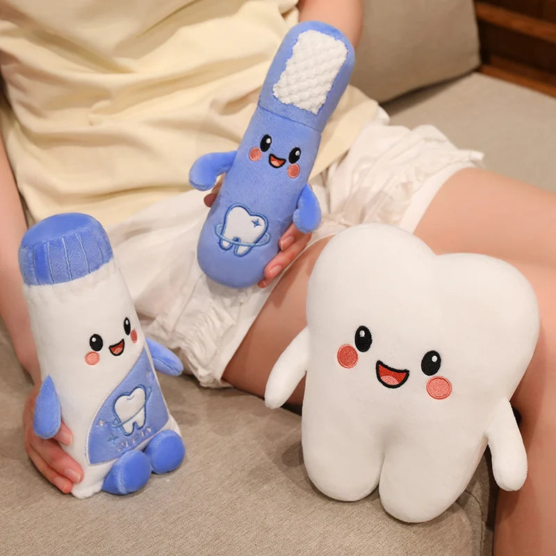 Cute Cartoon Dental Plush Toy Soft Teeth Cleaning Plush Doll Toothbrush Toothpaste Brushing Learning Models Best Gifts