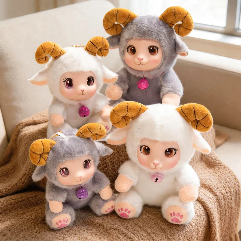 うるうる瞳のもこもこ羊ぬいぐるみ 鈴付き