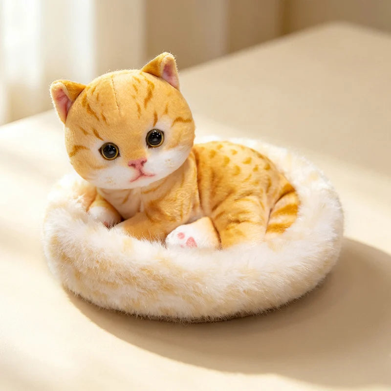 リアルな可愛い子猫のぬいぐるみ おうちベッドセット