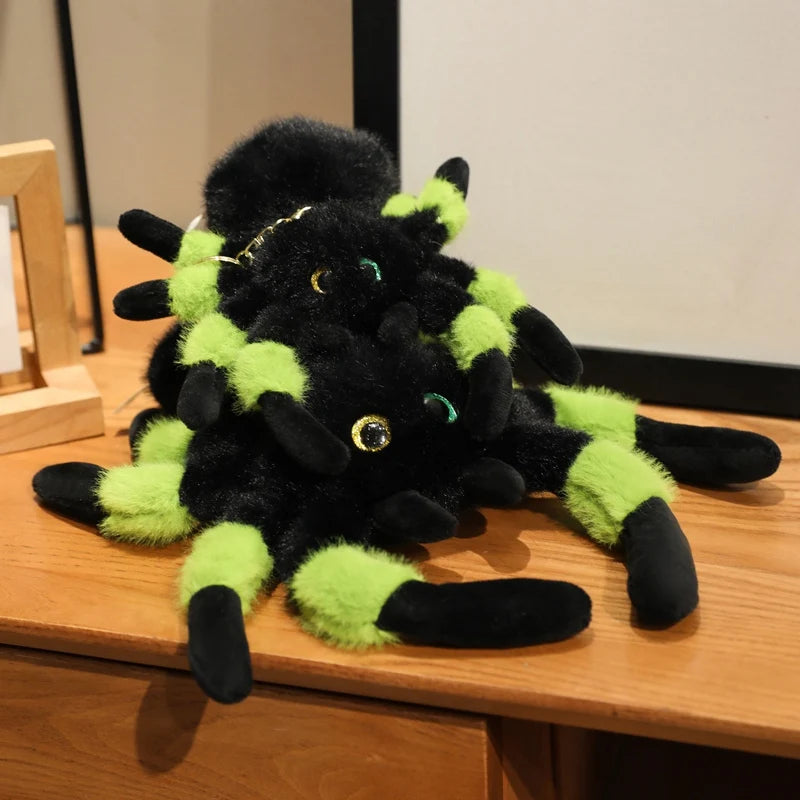 ふわふわ大きな目 クモのぬいぐるみ 黒とグレー