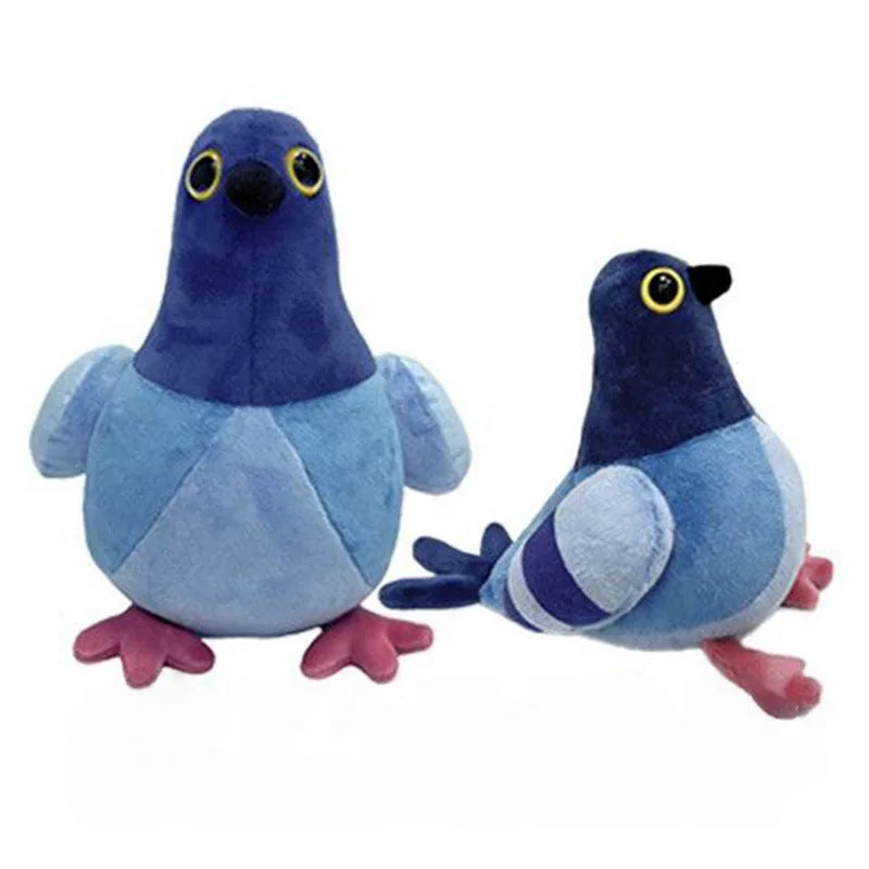 ふわふわ 紺と水色のハト ぬいぐるみ