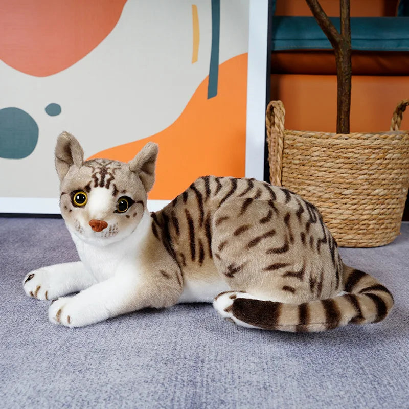 25cm Lifelike Stuffed Siame Cats Plush Toy Simulation American Shorthair Cute Cat Pet Toys Lifelike Home Decor Birthday Gift Kid