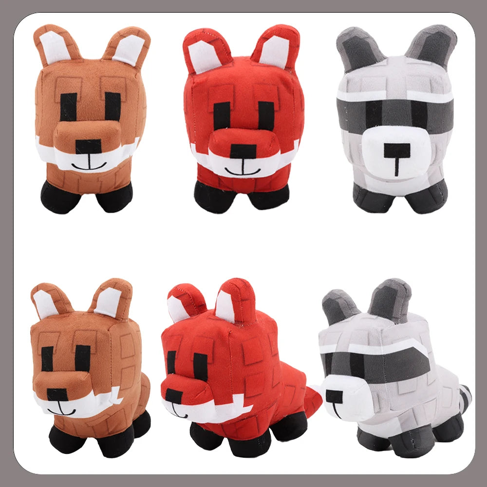 マインクラフト風 ブロック 動物 ぬいぐるみ キツネ タヌキ