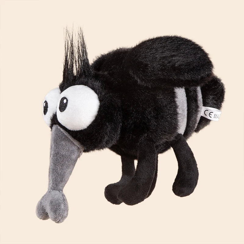 ユニークな大きな目の黒い蚊のぬいぐるみ